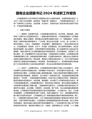 国有企业团委书记2024年述职工作报告