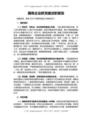 国有企业抓党建述职报告