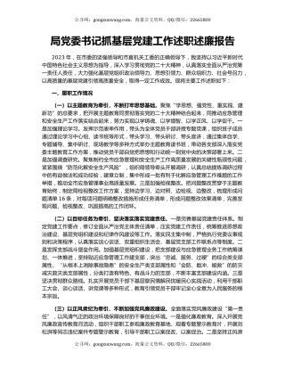 局党委书记抓基层党建工作述职述廉报告