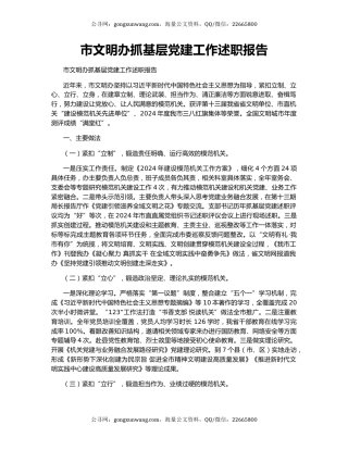 市文明办抓基层党建工作述职报告