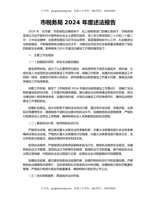 市税务局 2024 年度述法报告