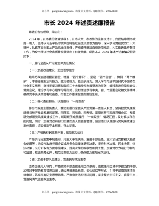 市长 2024 年述责述廉报告