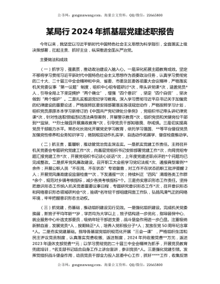 某局行2024年抓基层党建述职报告