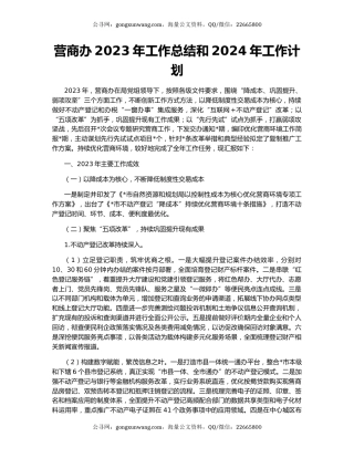 营商办2023年工作总结和2024年工作计划