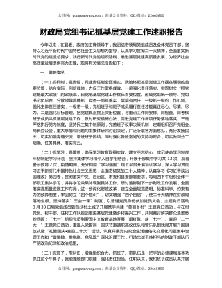 财政局党组书记抓基层党建工作述职报告
