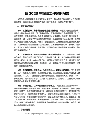 镇2023年妇联工作述职报告