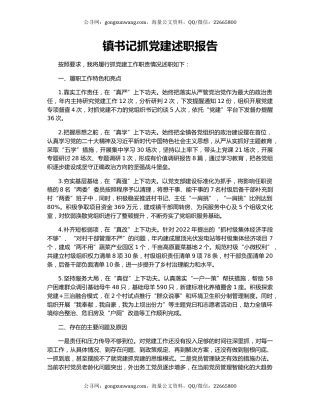 镇书记抓党建述职报告