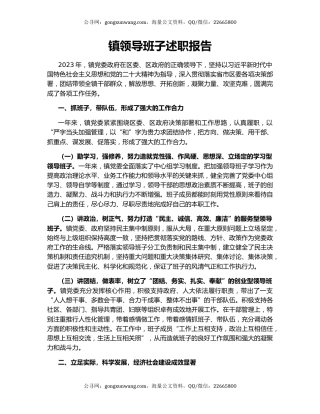 镇领导班子述职报告