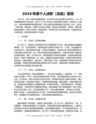 2024年度个人述职（总结）报告