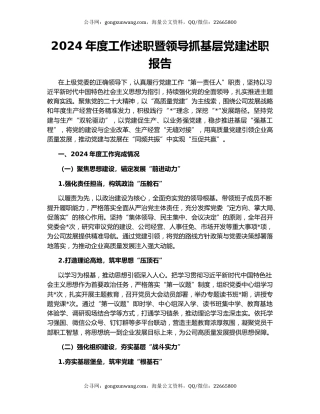 2024年度工作述职暨领导抓基层党建述职报告