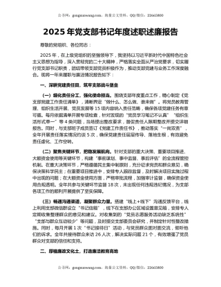 2025年党支部书记年度述职述廉报告