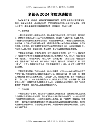 乡镇长2024年度述法报告