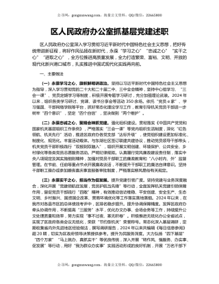 区人民政府办公室抓基层党建述职