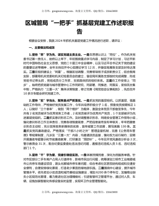区城管局“一把手”抓基层党建工作述职报告