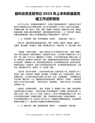 县科协党支部书记2025年上半年抓基层党建工作述职报告
