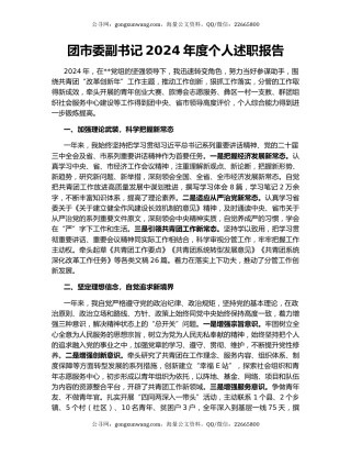 团市委副书记2024年度个人述职报告