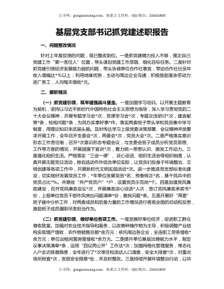 基层党支部书记抓党建述职报告