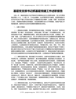 基层党支部书记抓基层党建工作述职报告