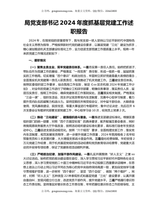 局党支部书记2024年度抓基层党建工作述职报告