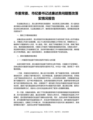 市委常委、市纪委书记述廉述责问题整改落实情况报告