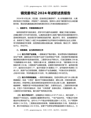 镇党委书记2024年述职述责报告