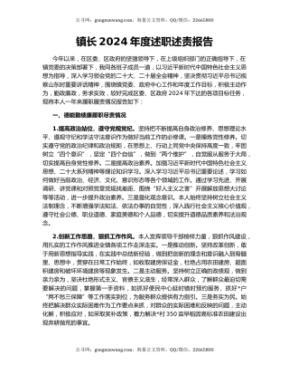 镇长2024年度述职述责报告