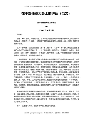 在干部任职大会上的讲话（范文）