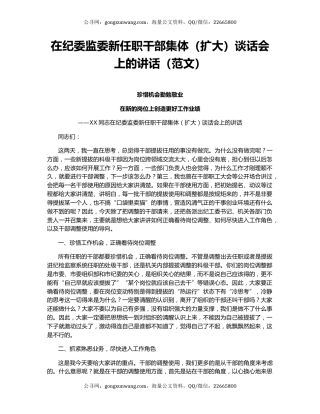 在纪委监委新任职干部集体（扩大）谈话会上的讲话（范文）