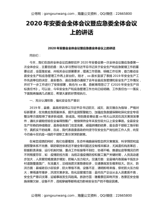 2020年安委会全体会议暨应急委全体会议上的讲话
