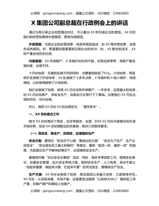 X集团公司副总裁在行政例会上的讲话