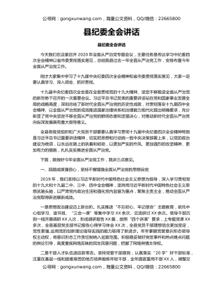 县纪委全会讲话