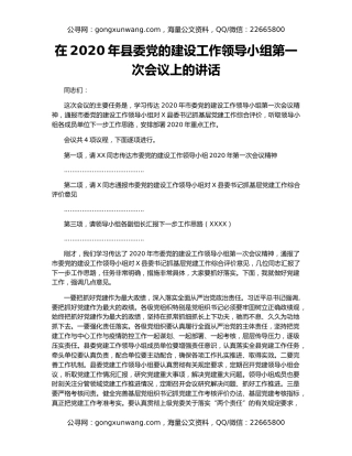 在2020年县委党的建设工作领导小组第一次会议上的讲话