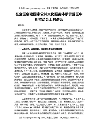 在全区创建国家公共文化服务体系示范区中期推动会上的讲话