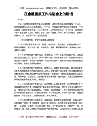 在全区重点工作推进会上的讲话（2）