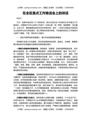 在全区重点工作推进会上的讲话（3）