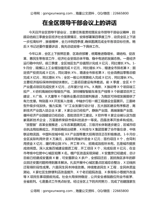 在全区领导干部会议上的讲话（2）