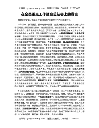 在全县重点工作督查总结会上的发言