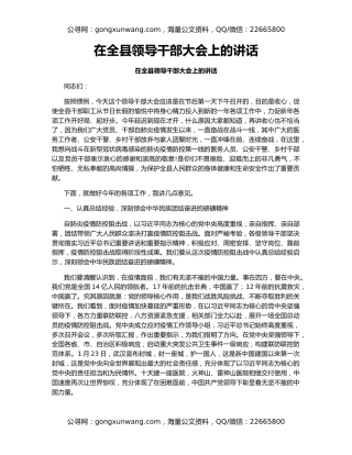 在全县领导干部大会上的讲话