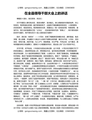 在全县领导干部大会上的讲话（2）