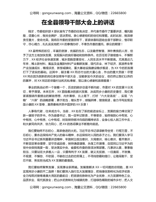 在全县领导干部大会上的讲话（3）