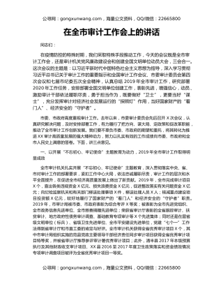 在全市审计工作会上的讲话