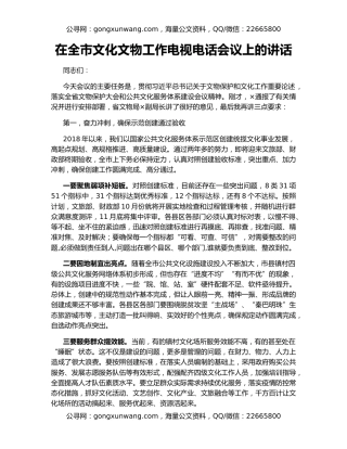 在全市文化文物工作电视电话会议上的讲话