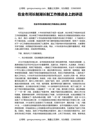在全市河长制湖长制工作推进会上的讲话