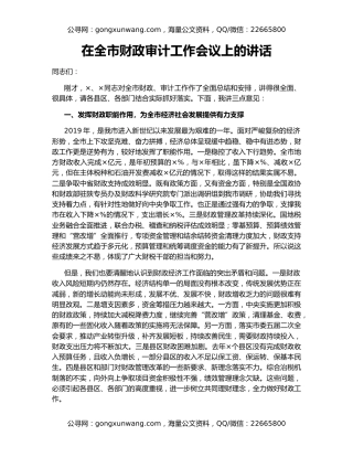 在全市财政审计工作会议上的讲话