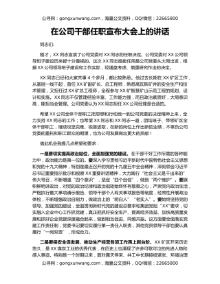 在公司干部任职宣布大会上的讲话