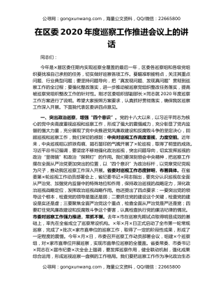 在区委2020年度巡察工作推进会议上的讲话（3）