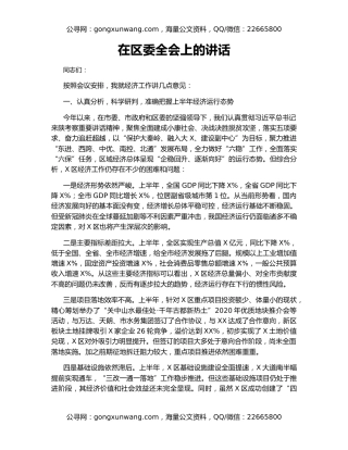 在区委全会上的讲话（5）