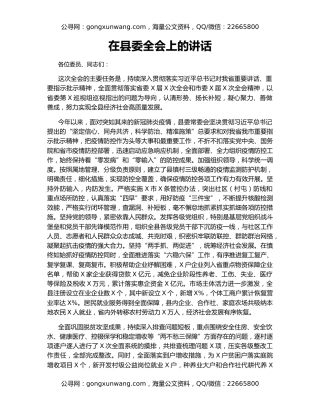 在县委全会上的讲话（2）