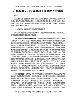 在县政府2020年廉政工作会议上的讲话（3）
