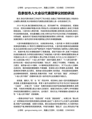 在参加市人大会议代表团审议时的讲话
